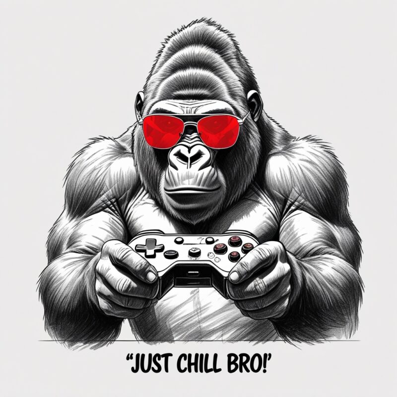 AI Design: Gorilla playing with a joystick,...