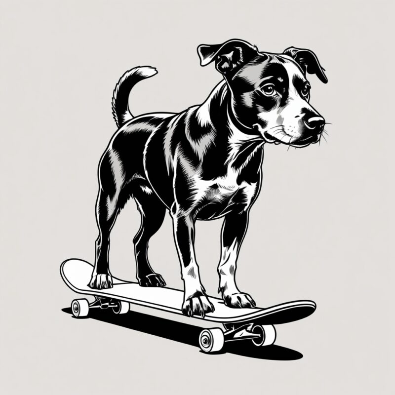 AI Design: Dog on skateboard